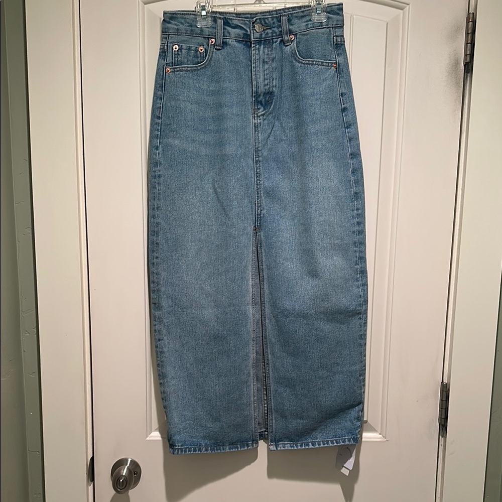 Commense Blue Denim Midi Skirt